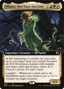 Obuun, Mul Daya Ancestor (Extended Art) - Commander: Zendikar Rising (ZNC) #8 - Mythic Rare Magic: The Gathering Trading Card