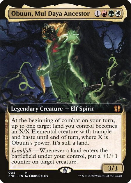 Obuun, Mul Daya Ancestor (Extended Art) - Commander: Zendikar Rising Magic: The Gathering trading card