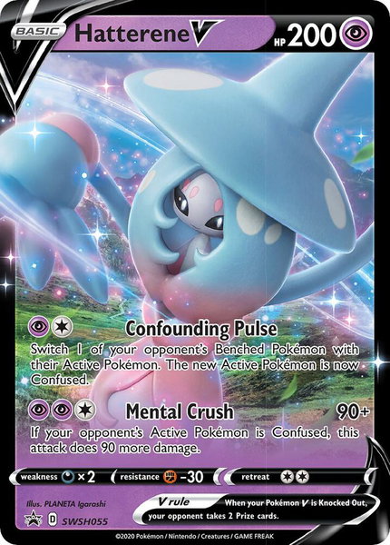 Hatterene V - SWSH055 trading card from SWSH: Sword & Shield Promo Cards Hatterene V - SWSH055 - SWSH: Sword & Shield Promo Cards Pokémon trading card