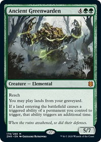 Ancient Greenwarden - Promo Pack: Zendikar Rising (PPZNR) #178p - Mythic Magic: The Gathering Trading Card