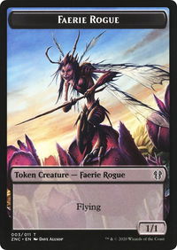 Faerie Rogue // Thopter Double-Sided Token - Commander: Zendikar Rising (ZNC) #3 // 11 - Token Magic: The Gathering Trading Card