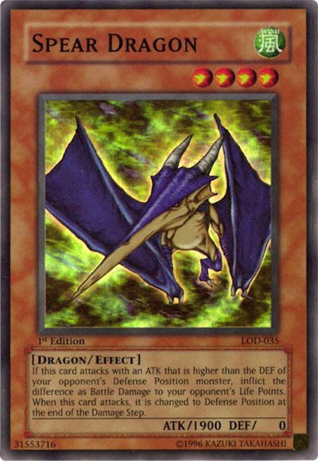 Spear Dragon trading card from Legacy of Darkness Spear Dragon - Legacy of Darkness YuGiOh trading card