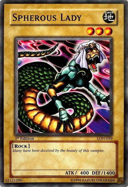 Spherous Lady trading card from Labyrinth of Nightmare Spherous Lady - Labyrinth of Nightmare YuGiOh trading card
