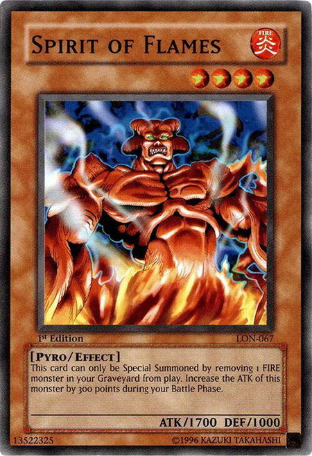 Spirit of Flames - Labyrinth of Nightmare YuGiOh trading card