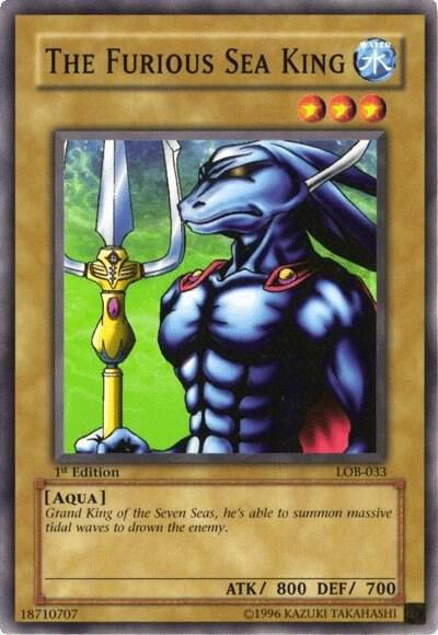 The Furious Sea King trading card from The Legend of Blue Eyes White Dragon The Furious Sea King - The Legend of Blue Eyes White Dragon YuGiOh trading card
