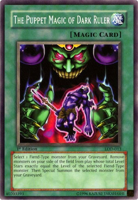 The Puppet Magic of Dark Ruler trading card from Legacy of Darkness The Puppet Magic of Dark Ruler - Legacy of Darkness YuGiOh trading card