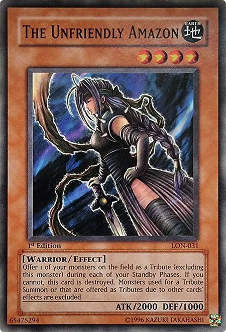 The Unfriendly Amazon - Labyrinth of Nightmare YuGiOh trading card