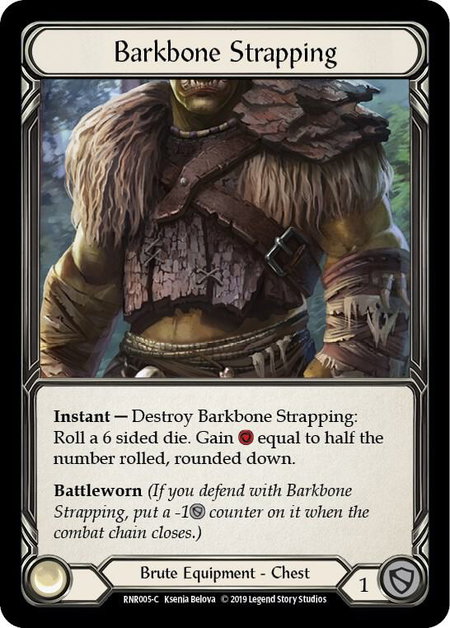 Barkbone Strapping trading card from Hero Deck: Rhinar Barkbone Strapping - Hero Deck: Rhinar Flesh and Blood trading card