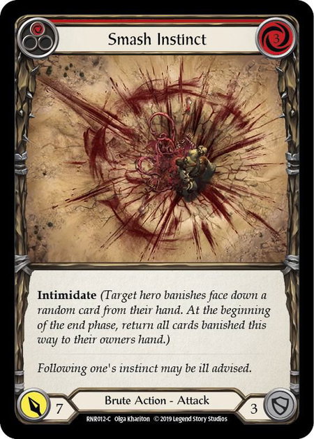 Smash Instinct (Red) trading card from Hero Deck: Rhinar Smash Instinct (Red) - Hero Deck: Rhinar Flesh and Blood trading card