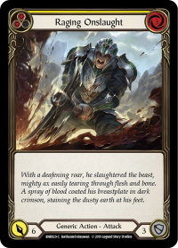 Raging Onslaught (Yellow) - Hero Deck: Rhinar (RNR) #RNR020 - Common Flesh and Blood Trading Card