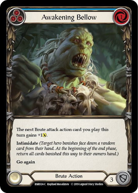 Awakening Bellow (Blue) trading card from Hero Deck: Rhinar Awakening Bellow (Blue) - Hero Deck: Rhinar Flesh and Blood trading card