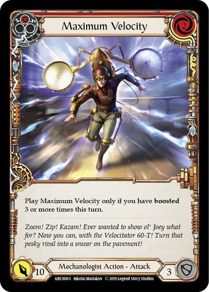 Maximum Velocity trading card from Arcane Rising Maximum Velocity - Arcane Rising Flesh and Blood trading card
