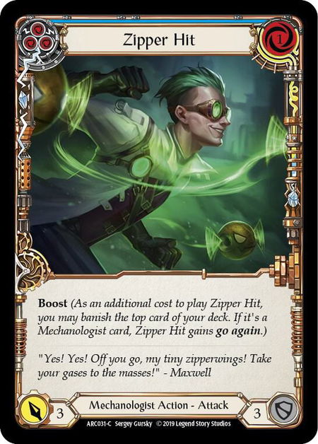 Zipper Hit (Blue) - Arcane Rising Flesh and Blood trading card