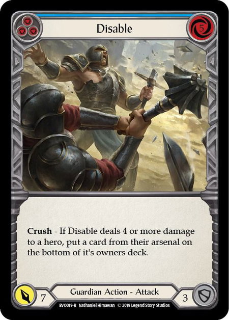Disable (Blue) trading card from Hero Deck: Bravo Disable (Blue) - Hero Deck: Bravo Flesh and Blood trading card