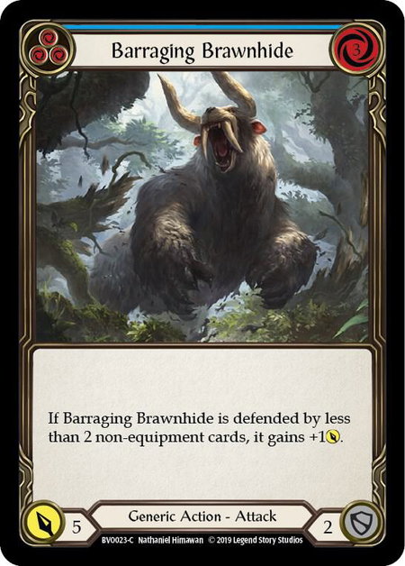 Barraging Brawnhide (Blue) - Hero Deck: Bravo Flesh and Blood trading card