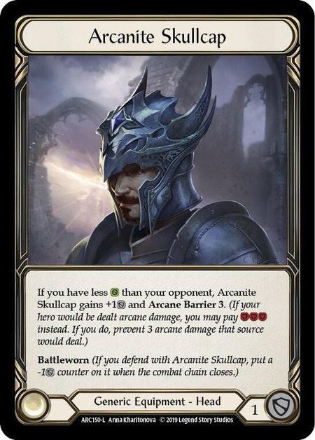 Arcanite Skullcap trading card from Arcane Rising Arcanite Skullcap - Arcane Rising Flesh and Blood trading card