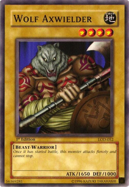 Wolf Axwielder trading card from Legacy of Darkness Wolf Axwielder - Legacy of Darkness YuGiOh trading card