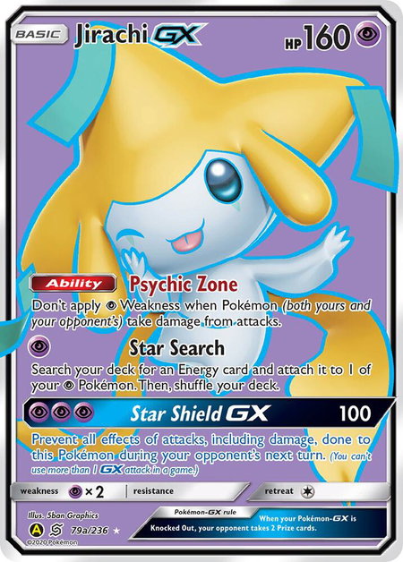 Jirachi GX - 79a/236 trading card from Alternate Art Promos Jirachi GX - 79a/236 - Alternate Art Promos Pokémon trading card
