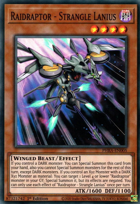 Raidraptor - Strangle Lanius - Phantom Rage YuGiOh trading card