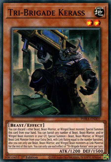 Tri-Brigade Kerass trading card from Phantom Rage Tri-Brigade Kerass - Phantom Rage YuGiOh trading card