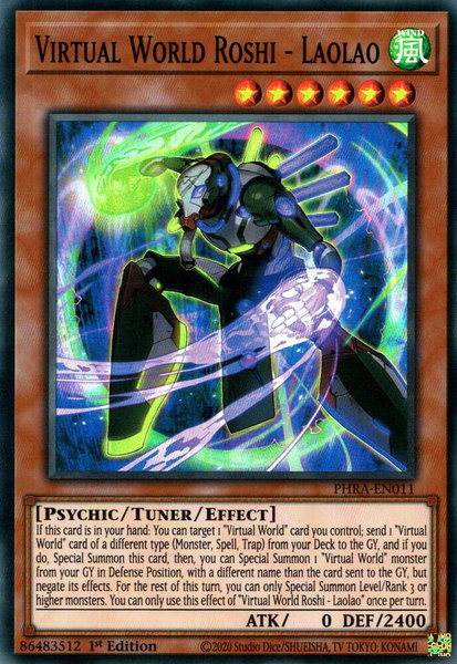 Virtual World Roshi - Laolao trading card from Phantom Rage Virtual World Roshi - Laolao - Phantom Rage YuGiOh trading card