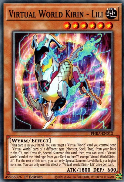 Virtual World Kirin - Lili - Phantom Rage YuGiOh trading card