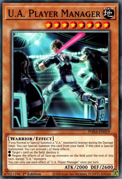 U.A. Player Manager trading card from Phantom Rage U.A. Player Manager - Phantom Rage YuGiOh trading card