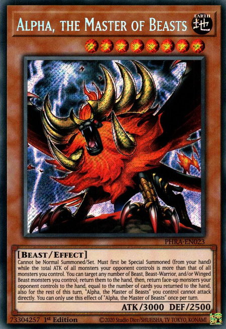 Alpha, the Master of Beasts - Phantom Rage YuGiOh trading card