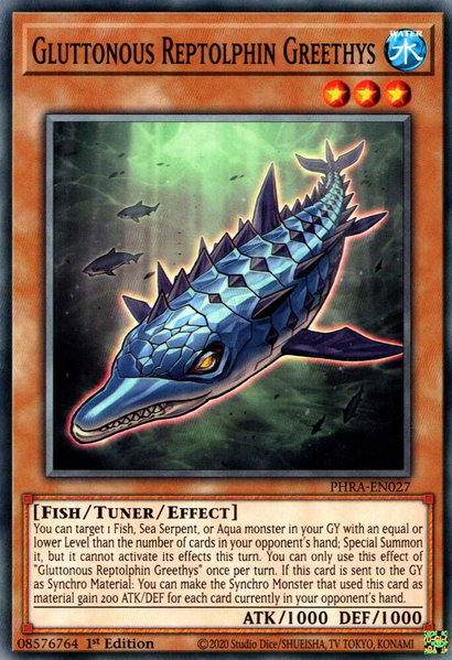 Gluttonous Reptolphin Greethys - Phantom Rage YuGiOh trading card