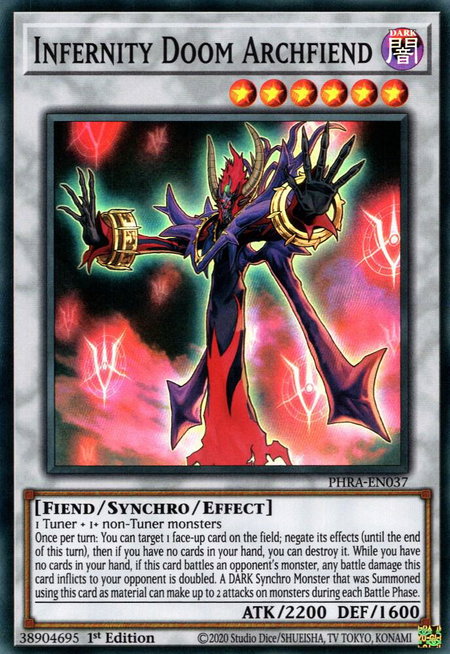 Infernity Doom Archfiend - Phantom Rage YuGiOh trading card