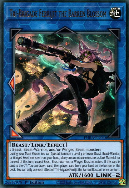 Tri-Brigade Ferrijit the Barren Blossom trading card from Phantom Rage Tri-Brigade Ferrijit the Barren Blossom - Phantom Rage YuGiOh trading card