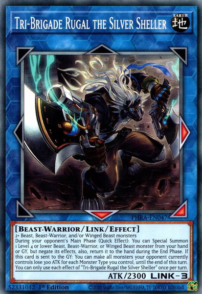 Tri-Brigade Rugal the Silver Sheller trading card from Phantom Rage Tri-Brigade Rugal the Silver Sheller - Phantom Rage YuGiOh trading card