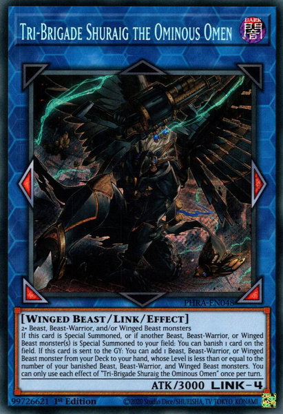 Tri-Brigade Shuraig the Ominous Omen trading card from Phantom Rage Tri-Brigade Shuraig the Ominous Omen - Phantom Rage YuGiOh trading card