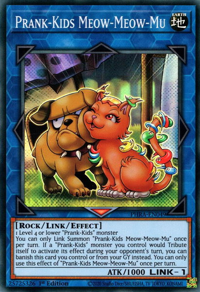 Prank-Kids Meow-Meow-Mu trading card from Phantom Rage Prank-Kids Meow-Meow-Mu - Phantom Rage YuGiOh trading card