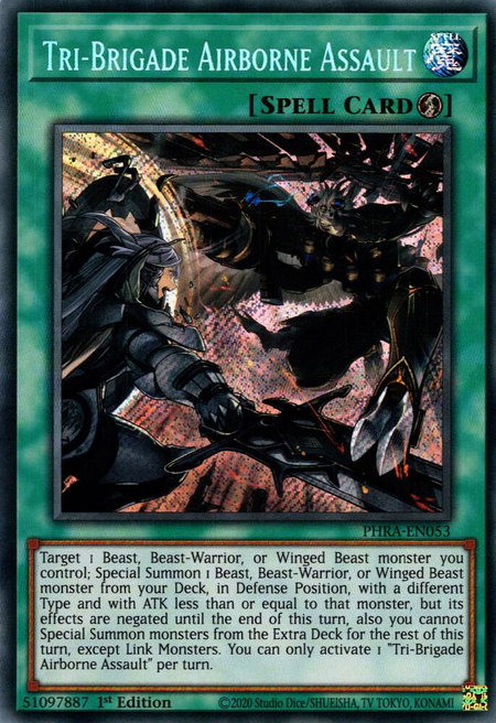 Tri-Brigade Airborne Assault trading card from Phantom Rage Tri-Brigade Airborne Assault - Phantom Rage YuGiOh trading card