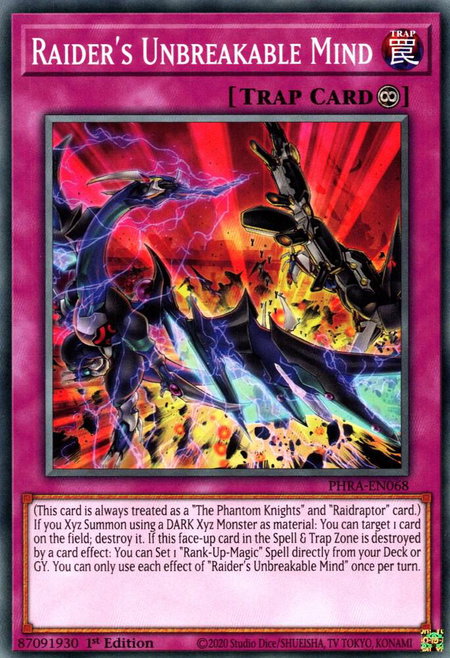 Raider's Unbreakable Mind trading card from Phantom Rage Raider's Unbreakable Mind - Phantom Rage YuGiOh trading card