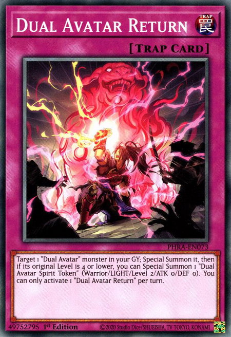 Dual Avatar Return - Phantom Rage YuGiOh trading card