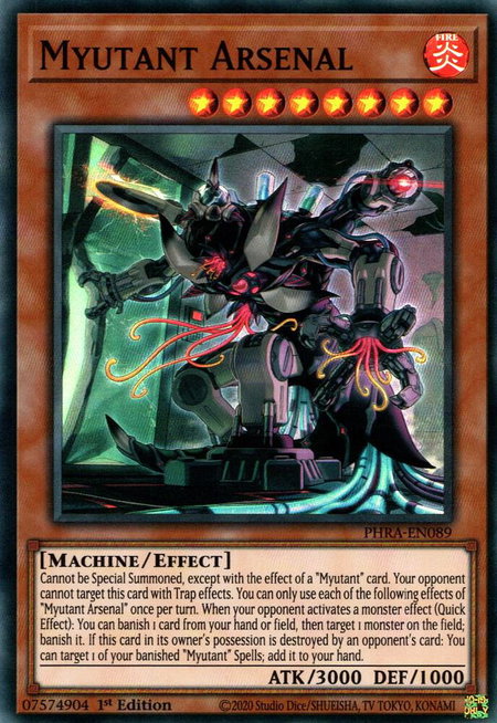 Myutant Arsenal trading card from Phantom Rage Myutant Arsenal - Phantom Rage YuGiOh trading card