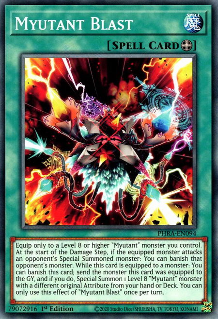Myutant Blast trading card from Phantom Rage Myutant Blast - Phantom Rage YuGiOh trading card