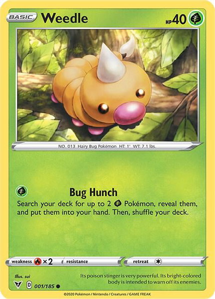 Weedle trading card from SWSH04: Vivid Voltage Weedle - SWSH04: Vivid Voltage Pokémon trading card