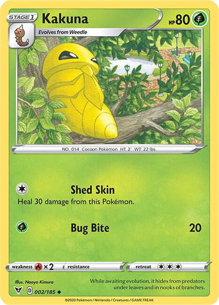 Kakuna trading card from SWSH04: Vivid Voltage Kakuna - SWSH04: Vivid Voltage Pokémon trading card