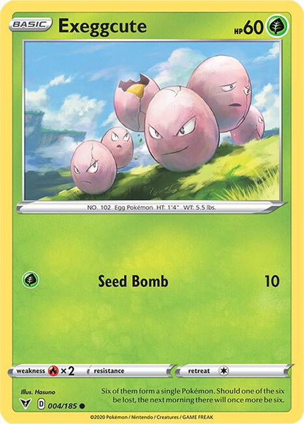 Exeggcute trading card from SWSH04: Vivid Voltage Exeggcute - SWSH04: Vivid Voltage Pokémon trading card