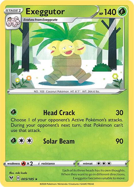 Exeggutor trading card from SWSH04: Vivid Voltage Exeggutor - SWSH04: Vivid Voltage Pokémon trading card