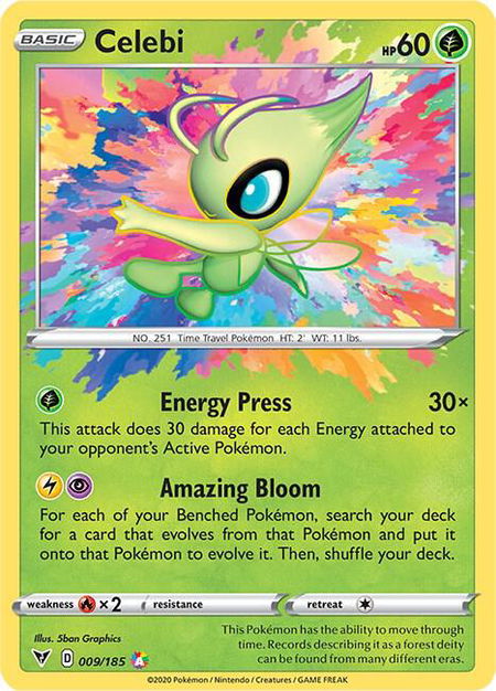 Celebi trading card from SWSH04: Vivid Voltage Celebi - SWSH04: Vivid Voltage Pokémon trading card