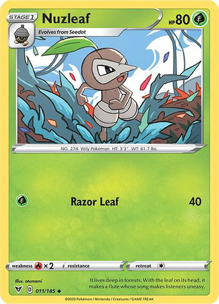 Nuzleaf - SWSH04: Vivid Voltage Pokémon trading card