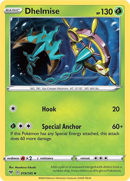 Dhelmise trading card from SWSH04: Vivid Voltage Dhelmise - SWSH04: Vivid Voltage Pokémon trading card