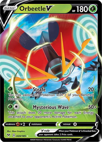 Orbeetle V trading card from SWSH04: Vivid Voltage Orbeetle V - SWSH04: Vivid Voltage Pokémon trading card