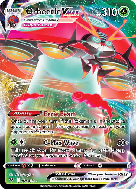 Orbeetle VMAX trading card from SWSH04: Vivid Voltage Orbeetle VMAX - SWSH04: Vivid Voltage Pokémon trading card