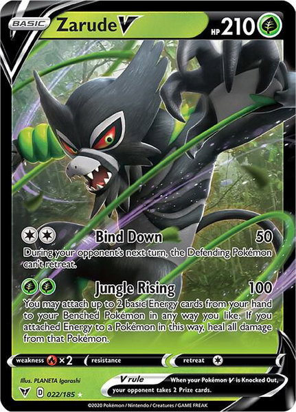 Zarude V trading card from SWSH04: Vivid Voltage Zarude V - SWSH04: Vivid Voltage Pokémon trading card