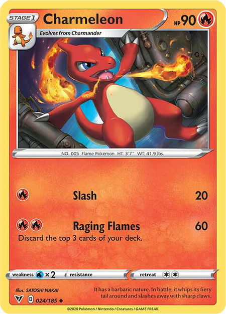 Charmeleon trading card from SWSH04: Vivid Voltage Charmeleon - SWSH04: Vivid Voltage Pokémon trading card